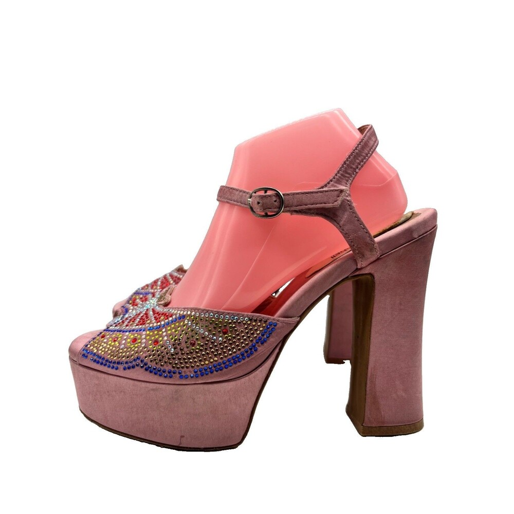 Jeffery Campbell Flight Butterfly Metallic Platform Sandals Embellished Sz 10